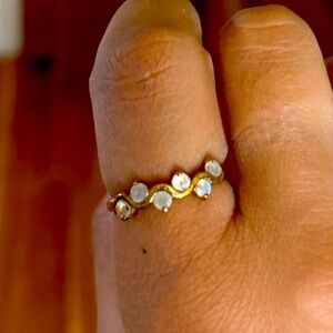Whimsical Gold Over Sterling Silver Women's Natural Moonstone Ring Size 10